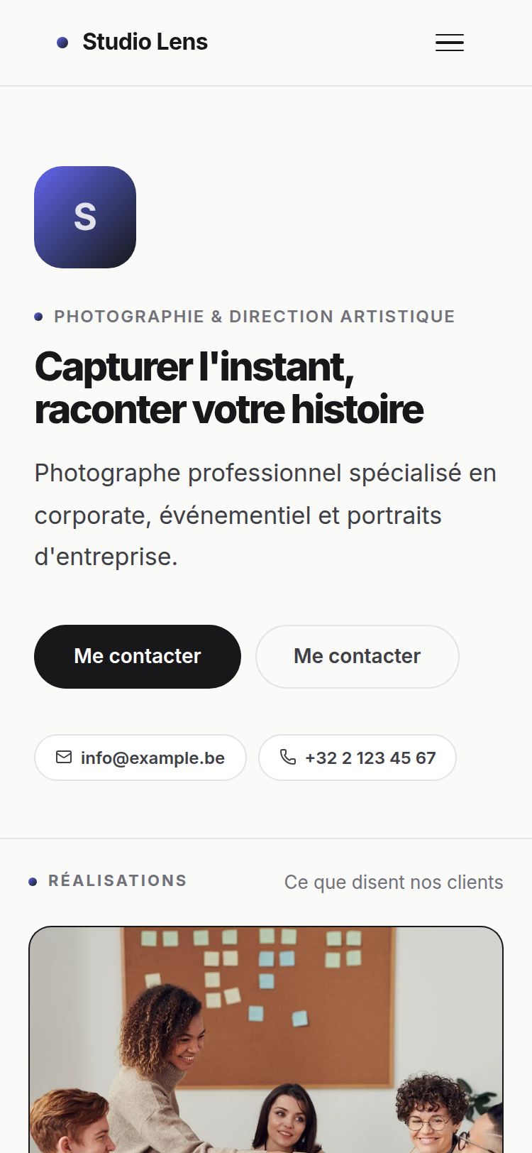Template Portfolio — version mobile